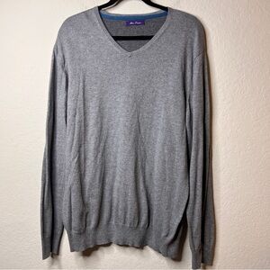 Alan Flusser Cotton/Cashmere Blend V-Neck Sweater Men’s Gray
